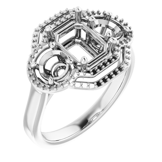 Three-Stone Halo-Style Engagement Ring