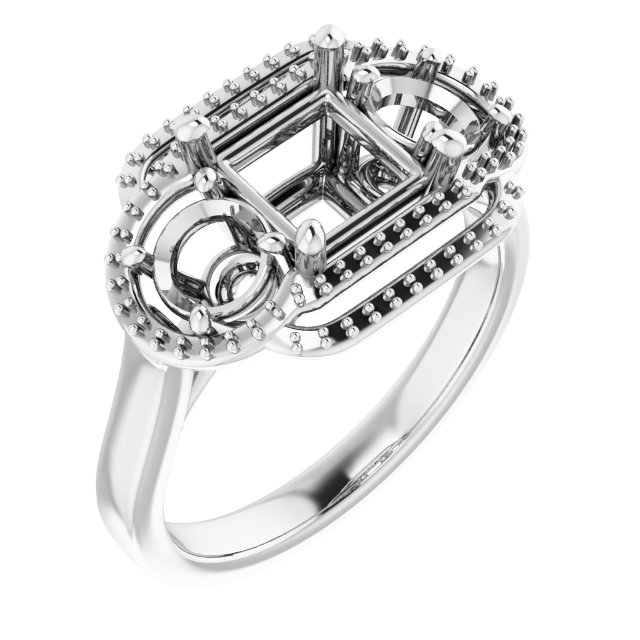 Three-Stone Halo-Style Engagement Ring