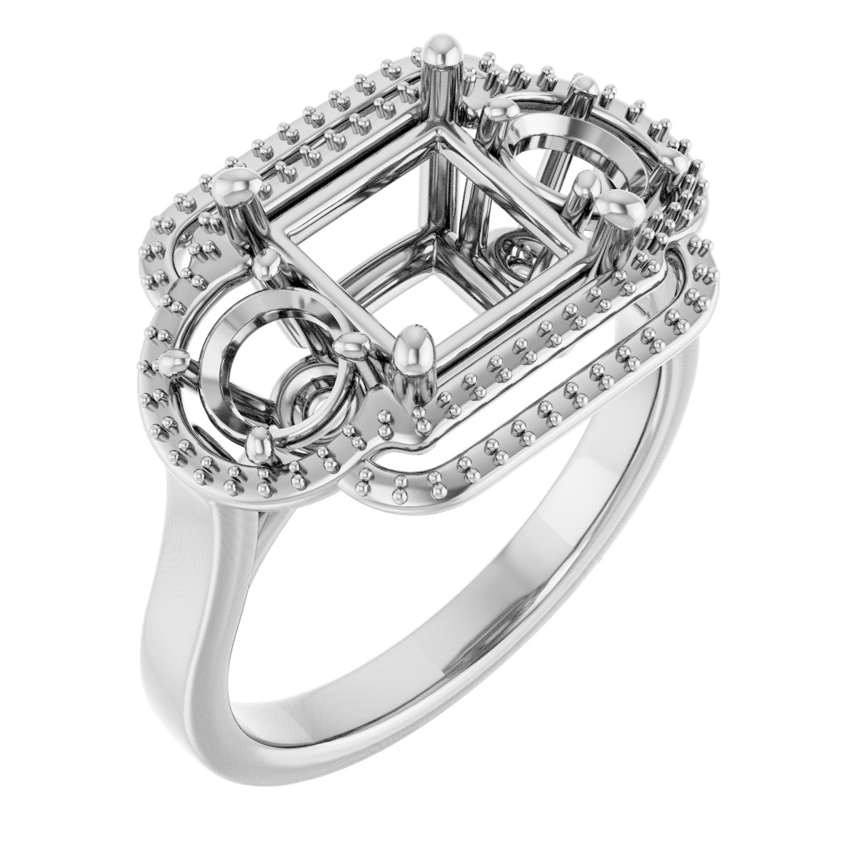 Three-Stone Halo-Style Engagement Ring