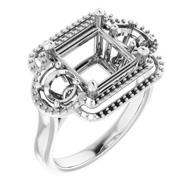 Three-Stone Halo-Style Engagement Ring