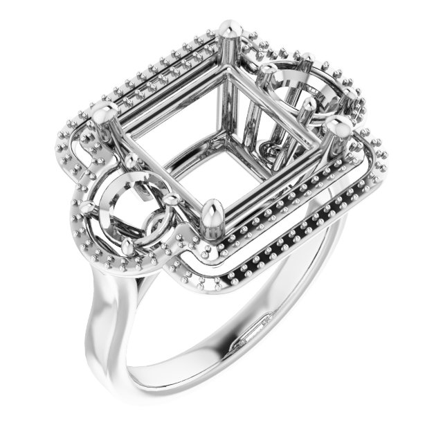Three-Stone Halo-Style Engagement Ring