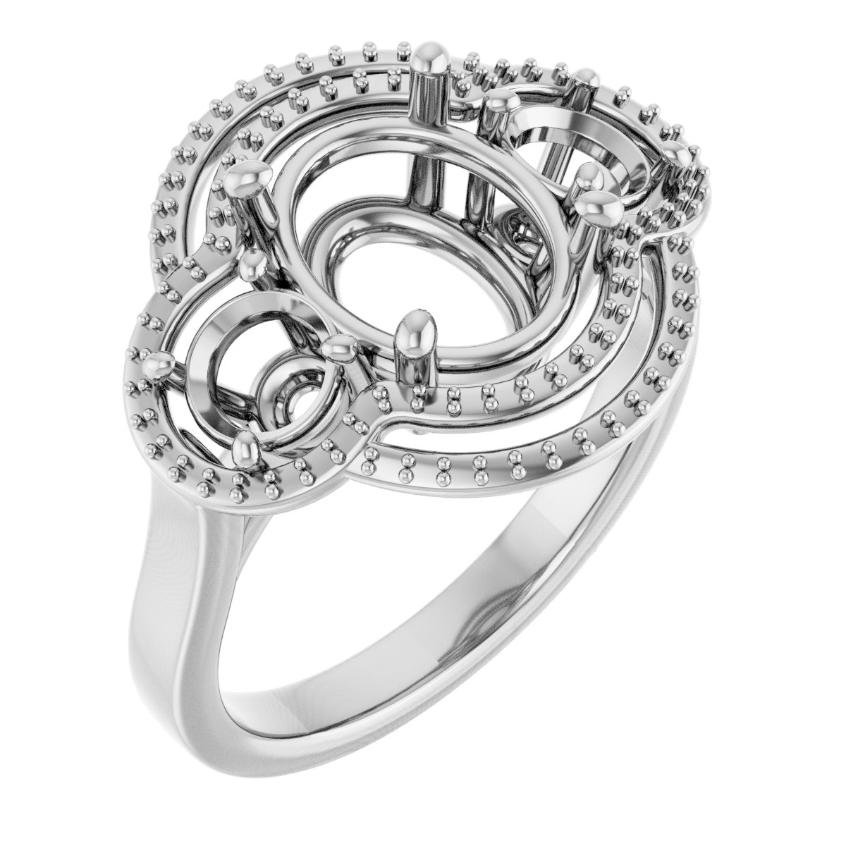 Three-Stone Halo-Style Engagement Ring