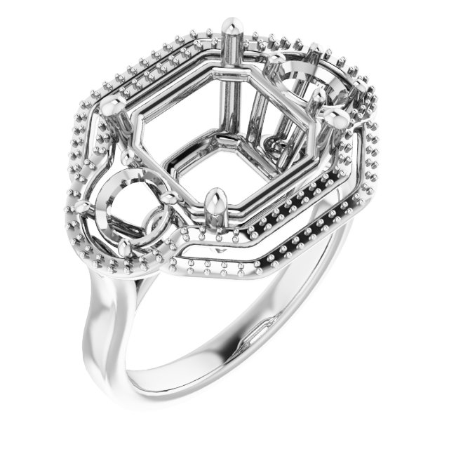 Three-Stone Halo-Style Engagement Ring