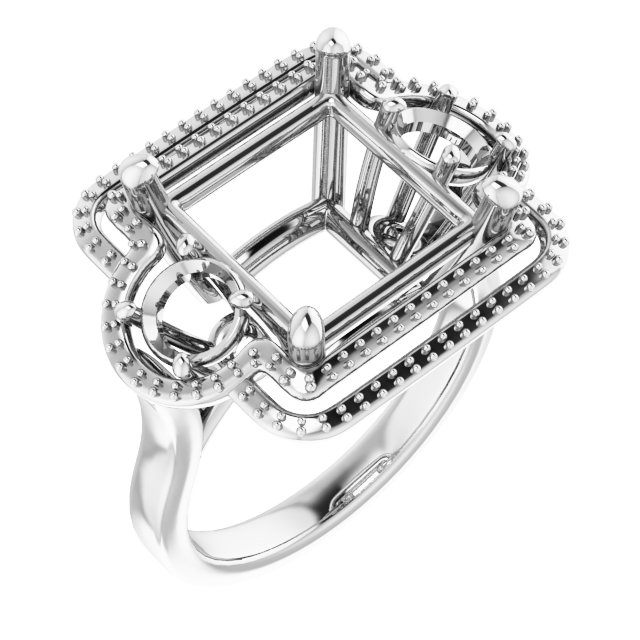 Three-Stone Halo-Style Engagement Ring