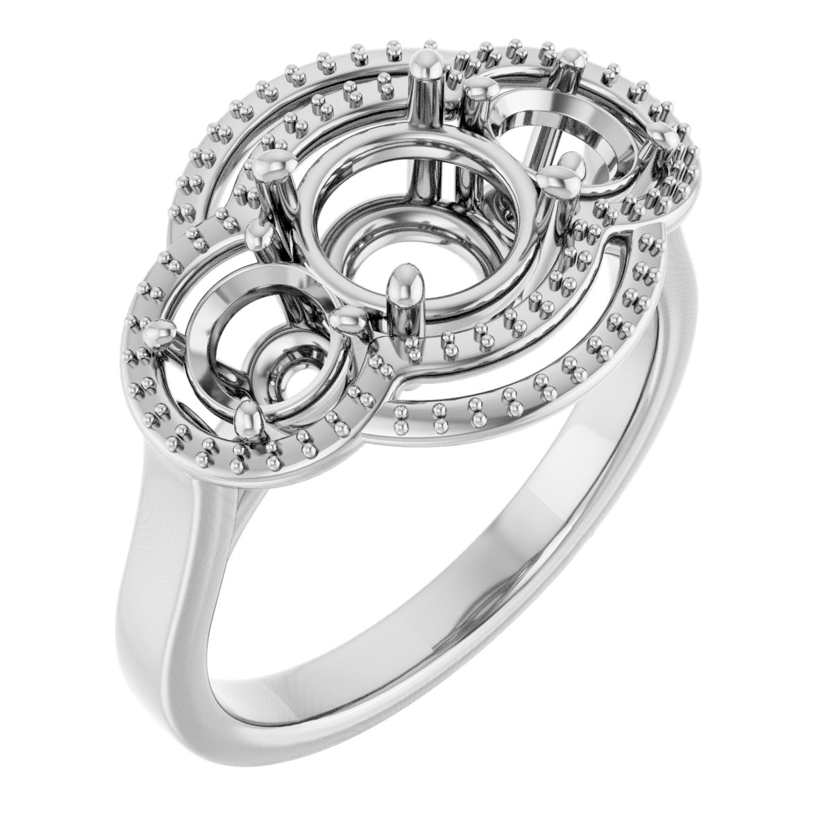 Three-Stone Halo-Style Engagement Ring