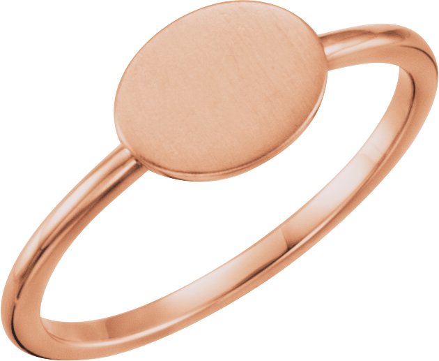 14K Rose Oval Engravable Ring 