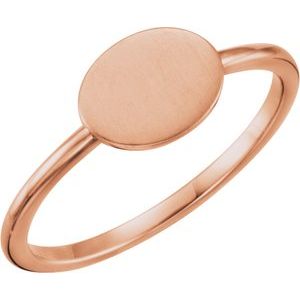 14K Rose Oval Engravable Ring 