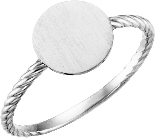 Continuum Sterling Silver Round Engravable Rope Ring