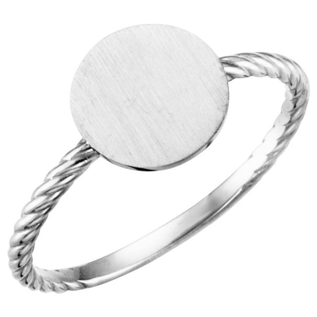 Continuum Sterling Silver Round Engravable Rope Ring