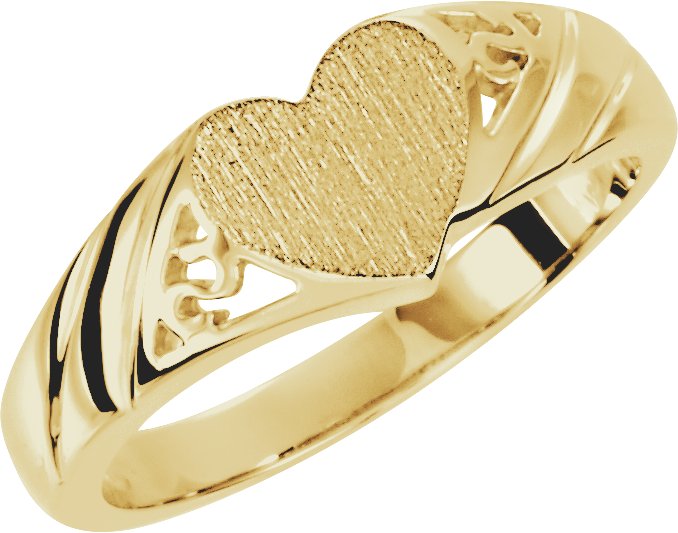 14K Yellow 9x8 mm Heart Signet Ring