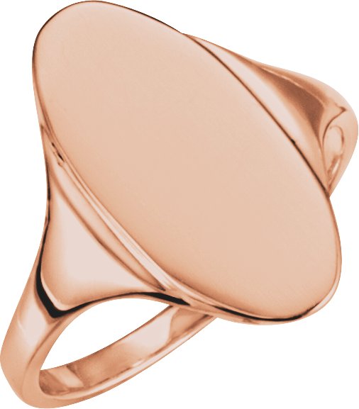 14K Rose 16.4x8.5 mm Oval Signet Ring