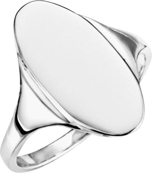 10K White 16.4x8.5 mm Oval Signet Ring