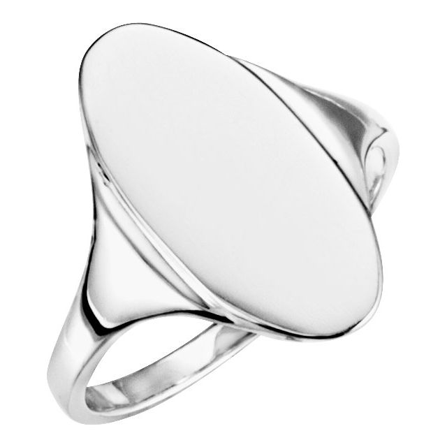 Sterling Silver 16.4x8.5 mm Oval Signet Ring