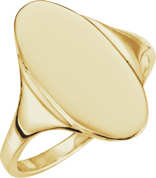 14K Yellow Oval Signet Ring