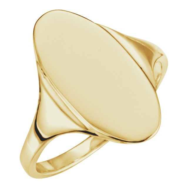 14K Yellow 16.4x8.5 mm Oval Signet Ring