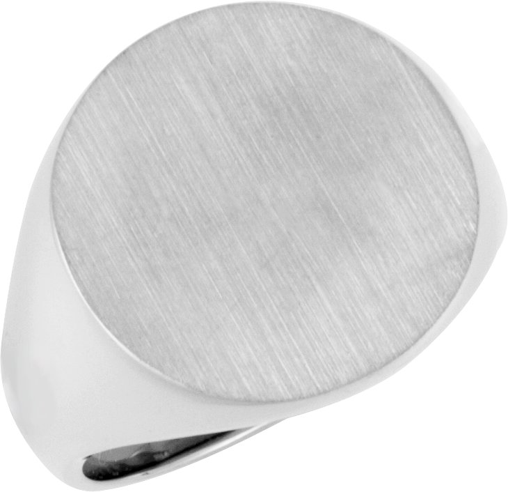 14K White 18 mm Round Signet Ring