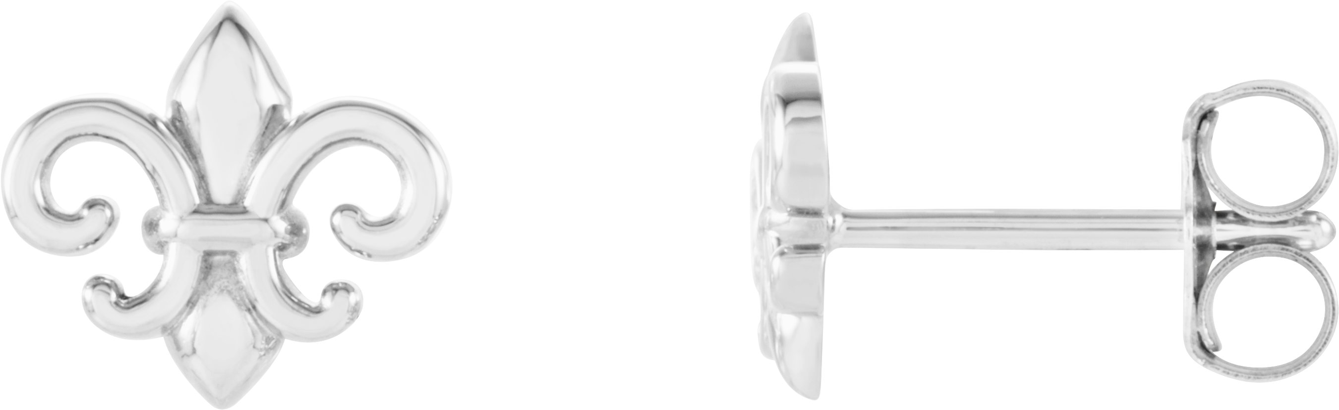 14K White 8.25x7.4 mm Fleur-de-Lis Earrings