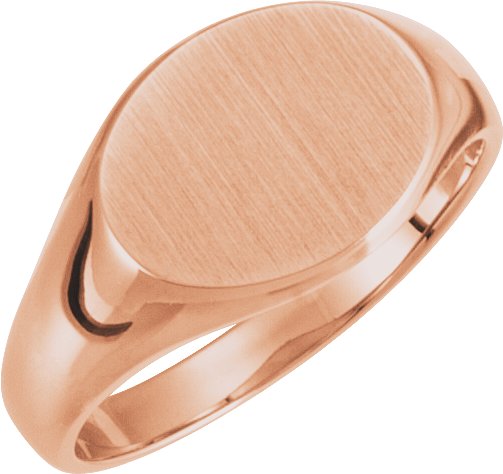 14K Rose 12x9 mm Oval Signet Ring 