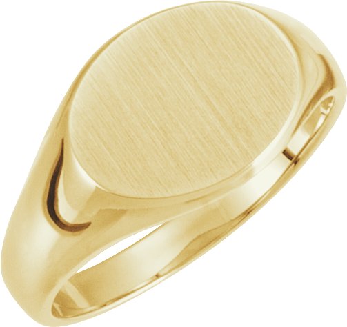 18K Yellow 12x9 mm Oval Signet Ring 