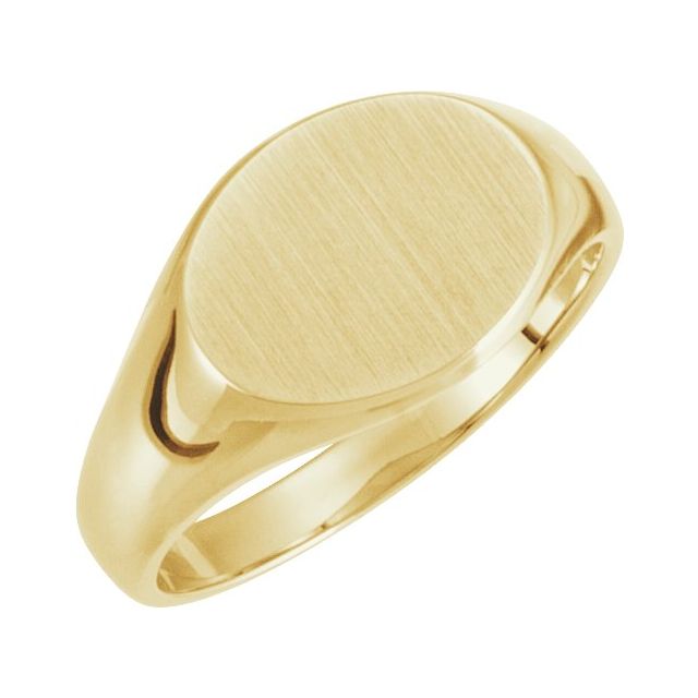 10K Yellow 12x9 mm Oval Signet Ring 