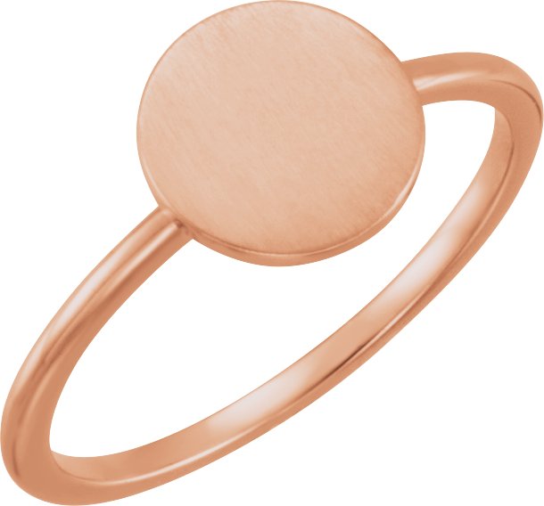 14K Rose Round Engravable Ring 