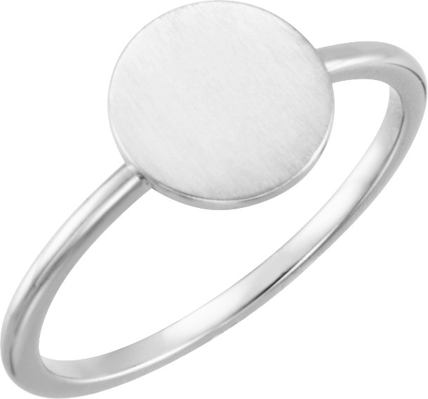 14K White Round Engravable Ring 