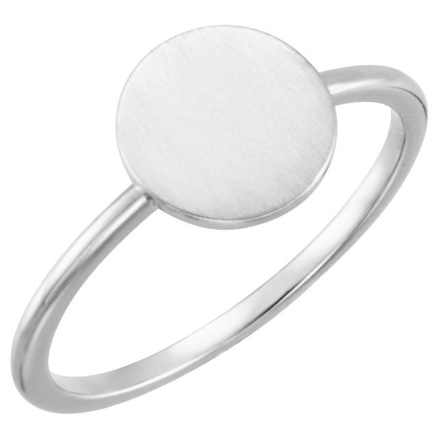14K White Round Engravable Ring 
