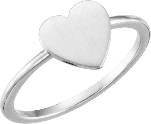 14K White Heart Engravable Ring Ref 10902822