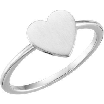 14K White Heart Engravable Ring Ref 10902822