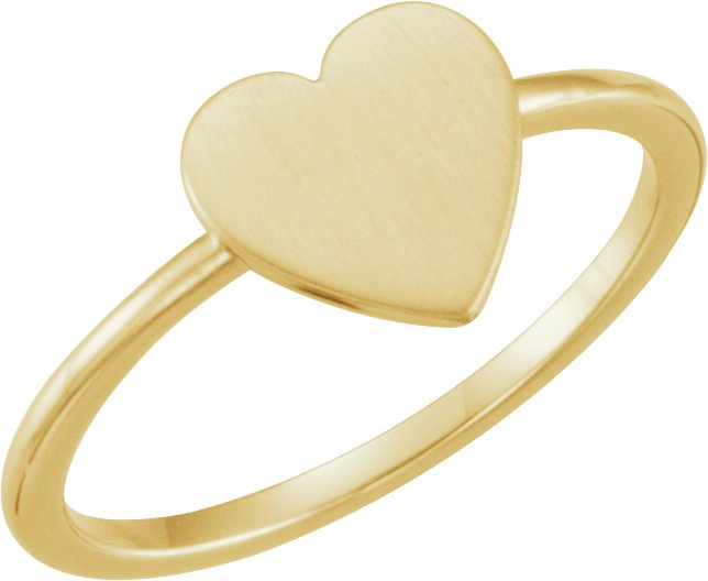14K Yellow Heart Engravable Ring 