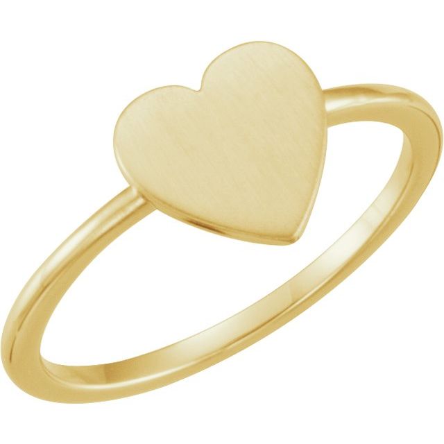 14K Yellow Be Posh® Engravable Heart Signet Ring 