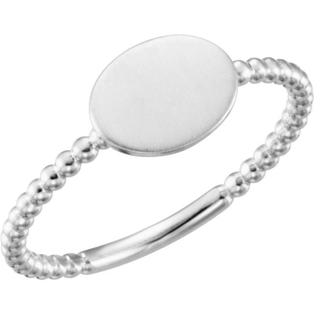 Continuum Sterling Silver Oval Engravable Beaded Ring