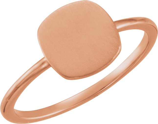 14K Rose Cushion Engravable Ring 