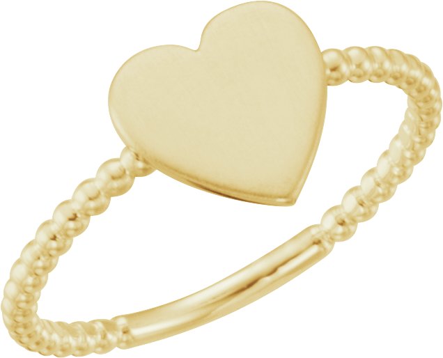 14K Yellow Be Posh® Engravable Beaded Signet Ring 