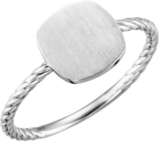 Continuum Sterling Silver Antique Engravable Rope Ring 