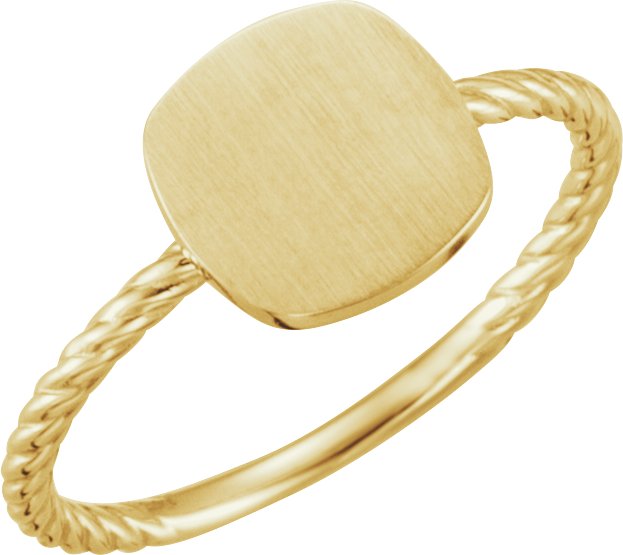 14K Yellow Antique Engravable Rope Ring 