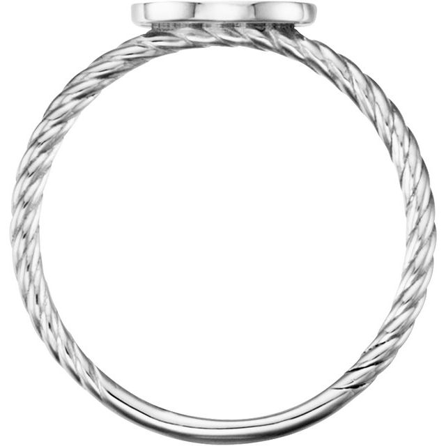14K White Oval Engravable Rope Ring