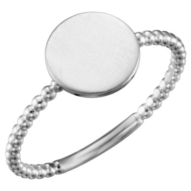 Continuum Sterling Silver Round Engravable Beaded Ring 