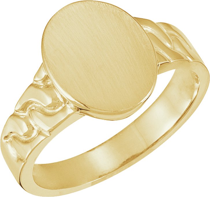 14K Yellow 14x11 mm Oval Signet Ring