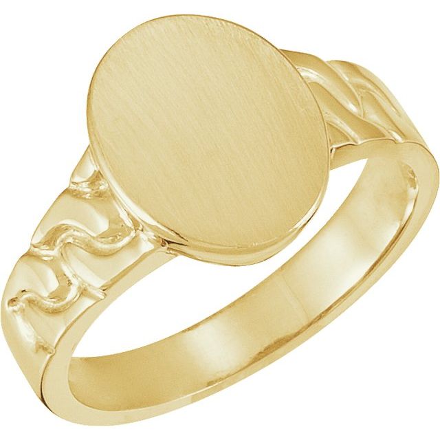 18K Yellow 14x11 mm Oval Signet Ring