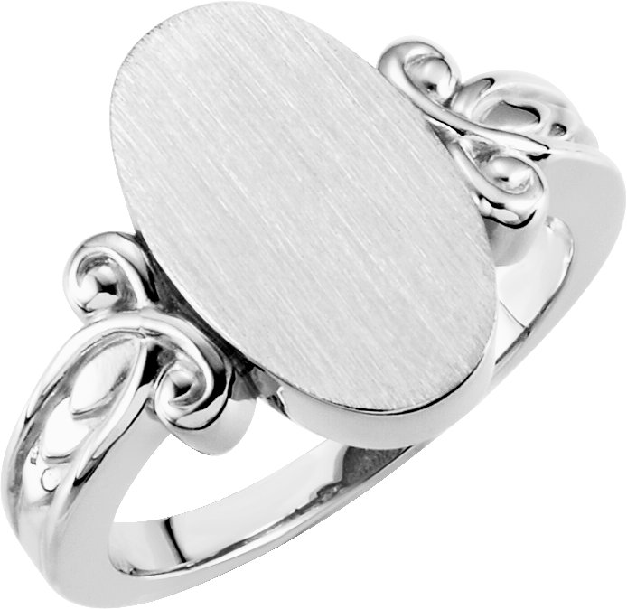 Sterling Silver 16.1x9.5 mm Oval Signet Ring
