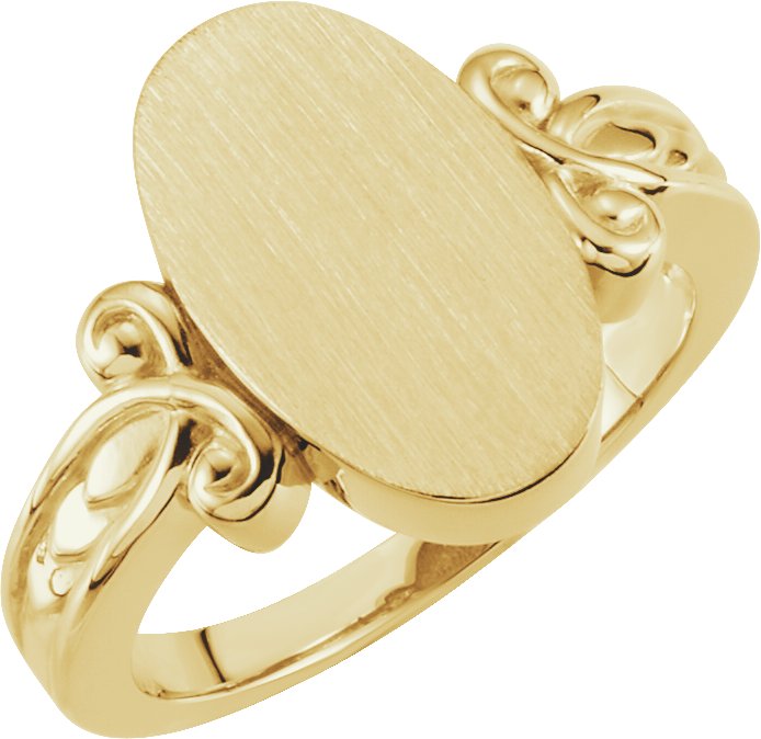 14K Yellow 15.2x9.2 mm Oval Signet Ring