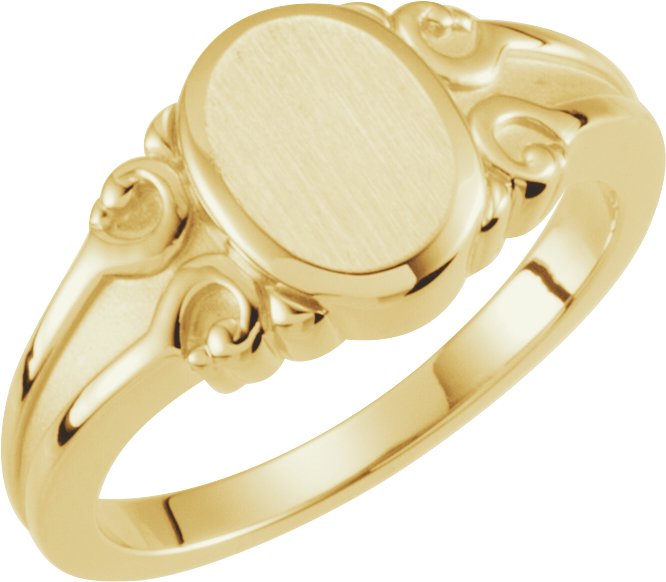 14K Yellow 9.7x8 mm Oval Signet Ring