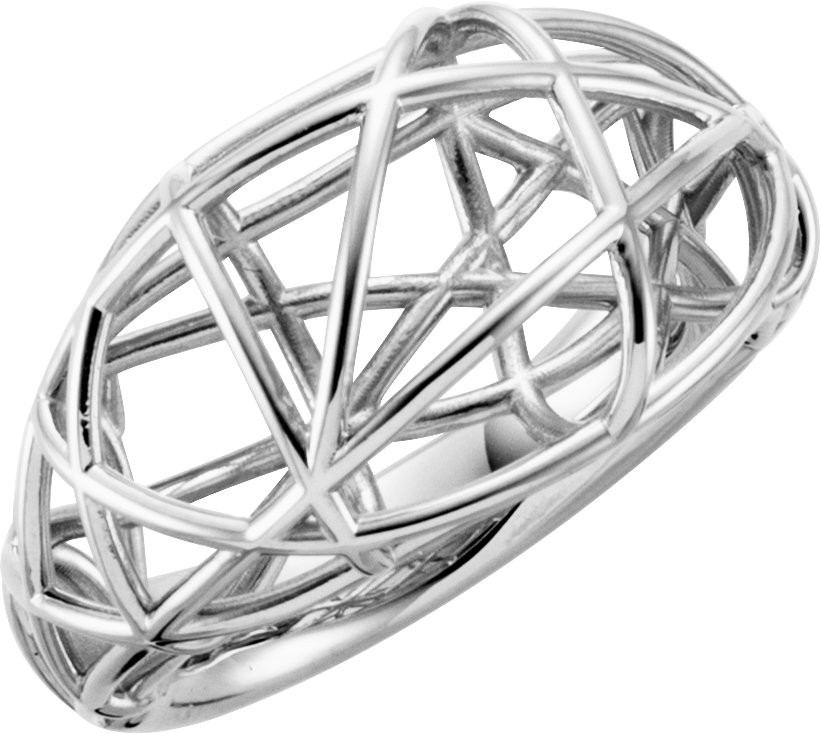 14K White Nest Design Ring