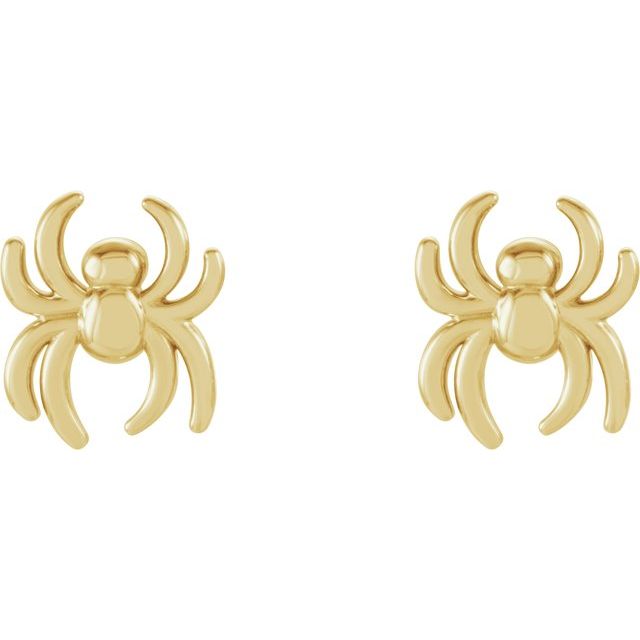 14K Yellow 6.3x5.6 mm Spider Earrings