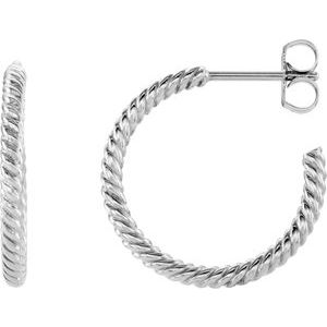 14K White 17 mm Rope Hoop Earrings