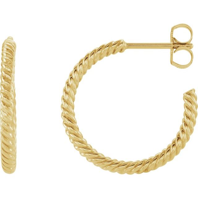 14K Yellow 17 mm Rope Hoop Earrings
