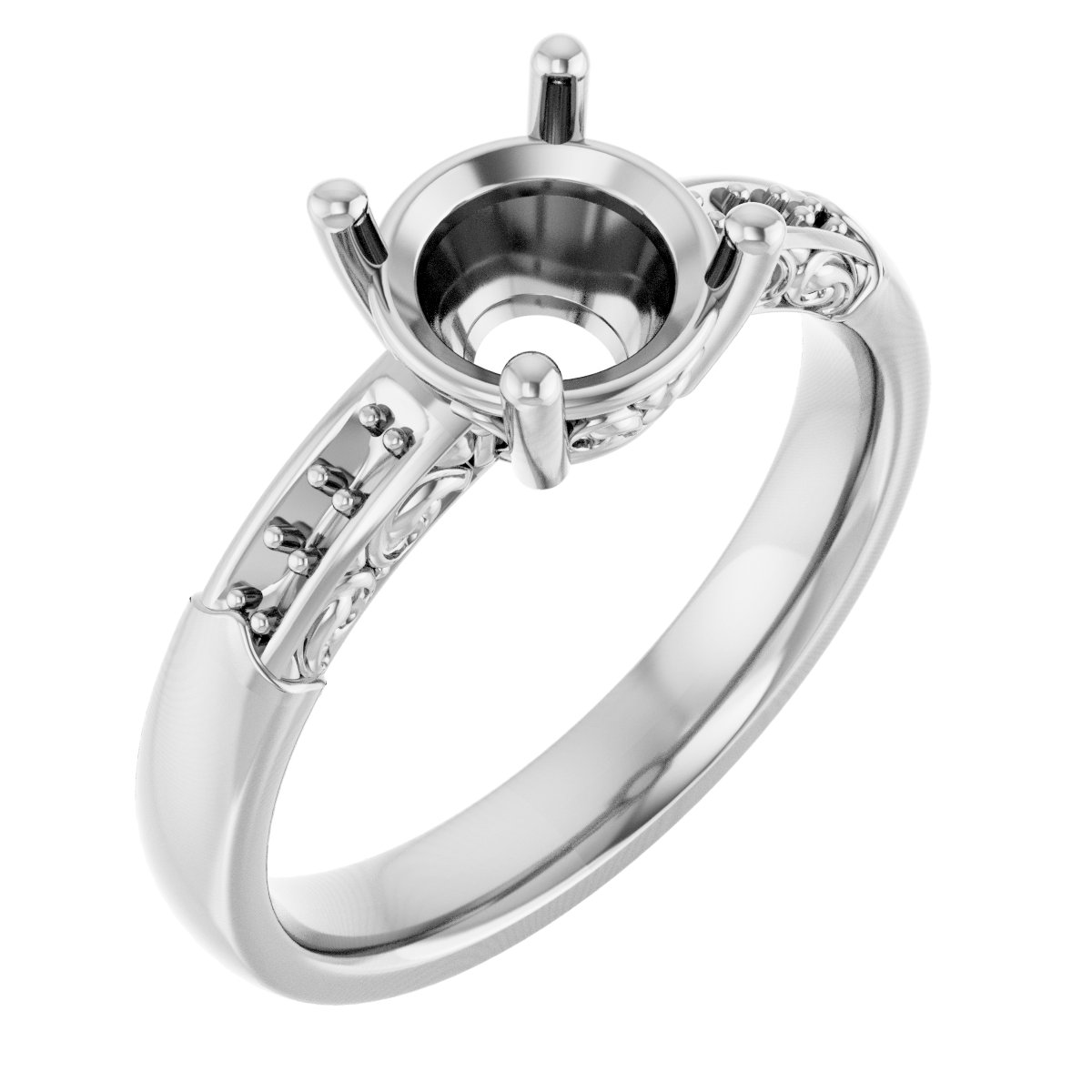 Accented Sculptural Engagement Ring