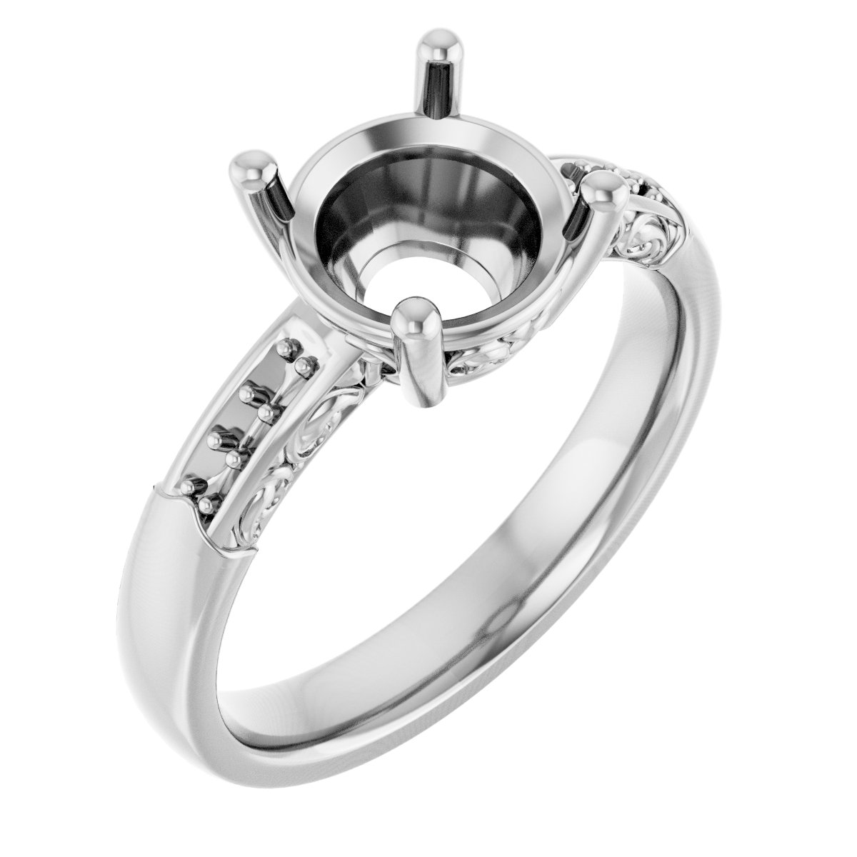 Accented Sculptural Engagement Ring