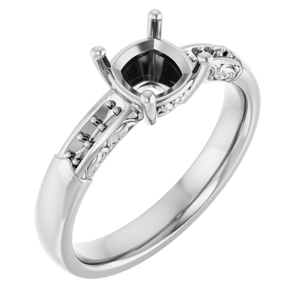Accented Sculptural Engagement Ring